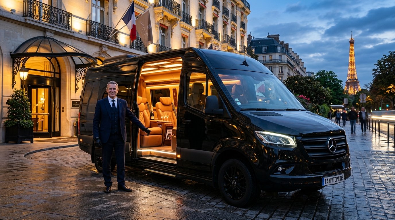 🚐 Transport de Groupe & Minibus Mercedes Sprinter VIP — Événements & Séminaires Paris 🇫🇷 avec plaque officielle TAXIVTCPARIS