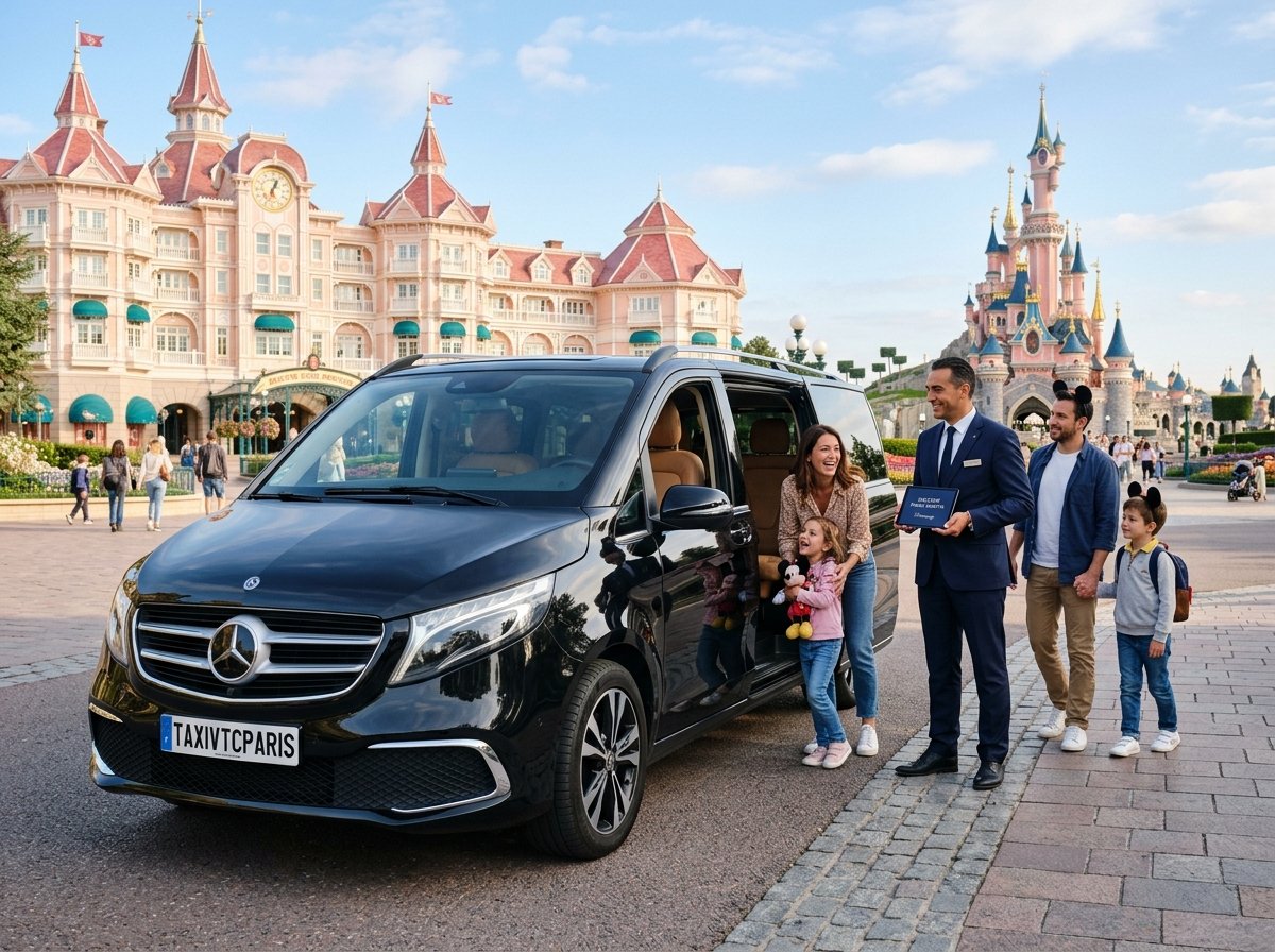 🏰 Navette Magique Disneyland Paris en Van VIP Mercedes — Confort Absolu pour Toute la Famille ✨ avec plaque officielle TAXIVTCPARIS